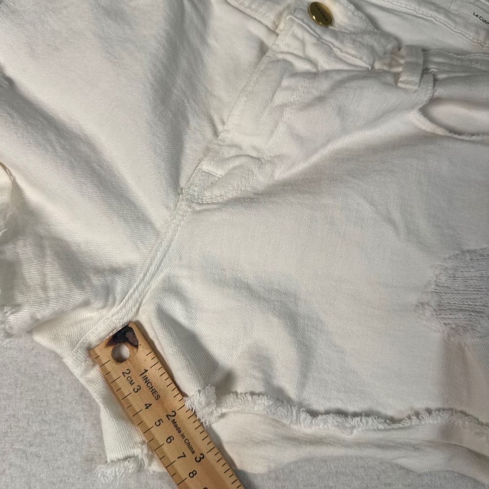 Frame Le Cutoff‎ Denim Shorts Womens 28 White Distressed Raw Hem Summer Festival - Picture 8 of 11